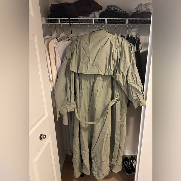 Pretty Little Things, khaki heavier trench coat, plus size, long trench coat - Picture 3 of 5